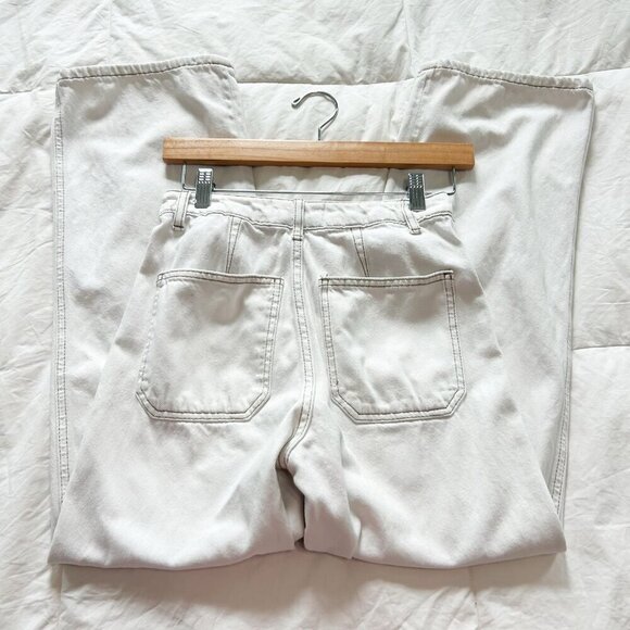 Reformation Lexi High Rise Wide Leg Jeans Off White Cream Button Size 24 - Picture 7 of 8